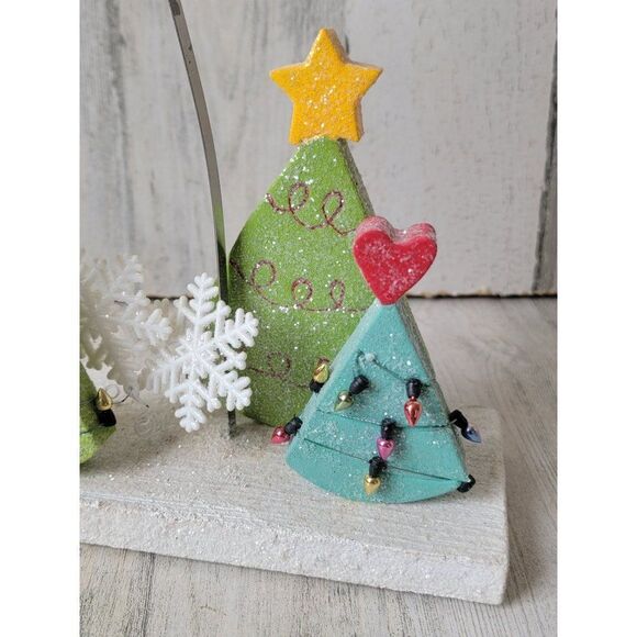 Joy snowman sled tree figure Xmas Decor bird heart glitter - Picture 4 of 7